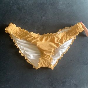 NWT VS gold ruched shimmery bikini bottom